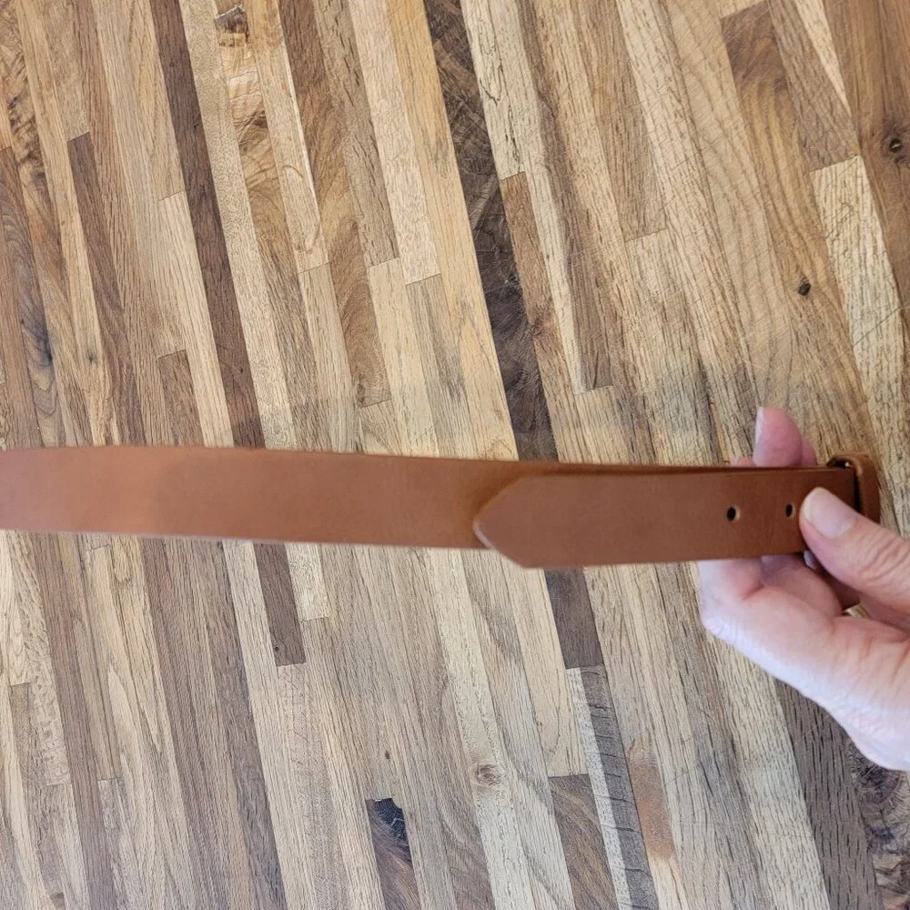 Brown Faux Leather Belt w Gold Tone Buckle